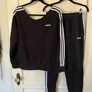 Adidas fleece track suit in black